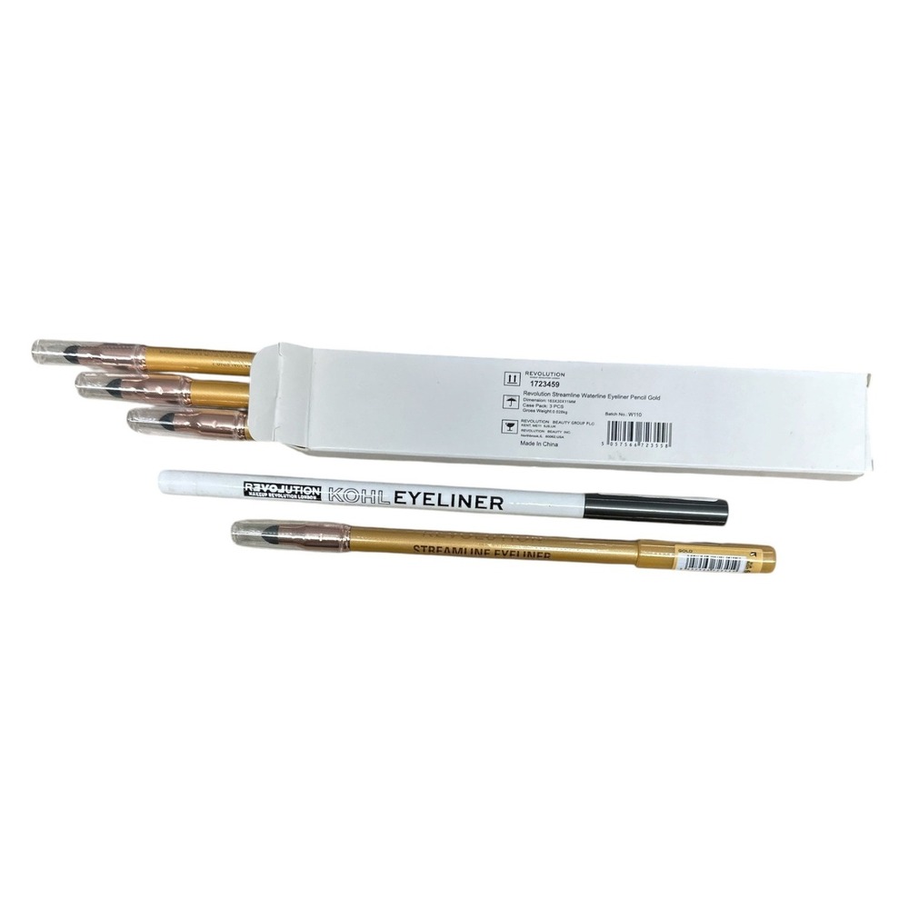 Makeup Revolution London Eyeliner Set 4 Gold Streamline + 1 White Kohl Pencils